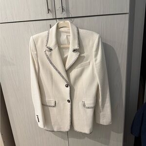 Tahari Cream Blazer with Black Trim